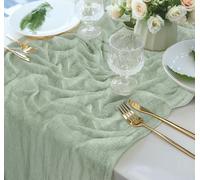 Anstore Cheesecloth Table Runner Sage Green 80×300cm Rustic Gauze Fabric Tablecloth Sheer Boho Wedding Table Cheese Cloth Table Decoration for Holiday Party Baby Bridal Shower Birthday 31"*118", 10FT