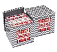 Anstore Christmas Bauble Storage Boxes, 2pcs Classical Christmas Decoration Storage Each One with 3 Sizes Adjustable Dividers 4 Trays for 3cm -10cm Christmas Bauble with Carry Handle and Window