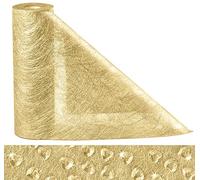 Anstore Gold Table Runner, 30M x 23 cm Non-woven Table Runner Roll with 150pcs Rhinestone, Gift Floral DIY Wrapping Table Ribbon Decoration for Event Wedding Christmas Party Communion