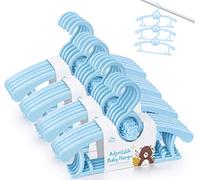 Anstore Pack of 20 Children's Clothes Hangers, Space-Saving with Stackable Bear Hooks, Non-Slip Hangers for Babies and Toddlers, Blue