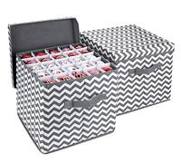 Anstore Storage Boxes for Christmas Baubles with Lids, 2 Pieces Classical Collapsible Fabric Storage Cubes with Adjustable Dividers and Customizable Compartments for Christmas Decorations Baubles