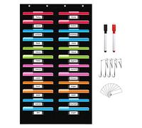 ANSTROUT Black 24 Pocket File Storage Pocket Chart with 24 Nametag Pockets,Hanging Wall File Organizer for Classroom and Office, Organize Your Assignments, Files, Scrapbooks, Paper