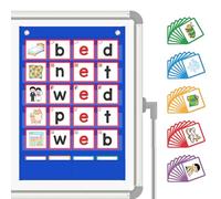 ANSTROUT CVC Word Building Pocket Chart with 144 Phonics Flash Cards,Magnetic Word Pocket Chart for Learning to Read CVC Words, Phonics Learning Tool for Preschool and Kindergarten Classrooms.(Blue)
