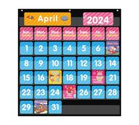 ANSTROUT Large 44 Pocket Calendar Chart for Classroom with 85 Cards, Size:25” X 24” Monthly Calendar and Weather Black Pocket Chart for Kids Learning for Home or School