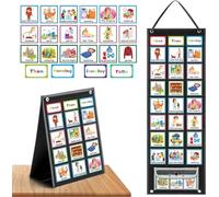 ANSTROUT Large Black Visual Schedule Chart for Kids Chore with 92 Pcs Cards, Visual Behavioral Routine Tool for Toddlers, Daily Schedule Board Autism Learning Materials for Classroom Home