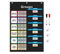 ANSTROUT Small Group Management Pocket Chart with 96 Cards Classroom Jobs Chart Small Group Organizer and on Task for School Teacher Elementary Preschool Learning Supplies (Black)