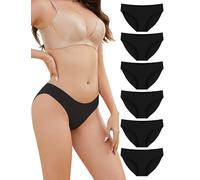 ANSUKOO 6 Pack Women's Seamless Bikini, Comfortable Invisible Soft Microfiber Stretch Ladies Knickers, Laser Cut No Show Seamfree No Boundaries Underwear, No VPL Breathable Workout Briefs, Multipack
