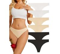 ANSUKOO Seamless Thongs for Women Underwear,No Show Ladies Workout Knickers,No Line Breathable Comfortable Sport Panties,Multipack Invisible Undies for Women,6-Pack