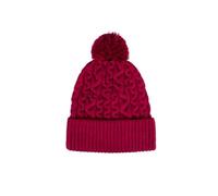 ANSVI Women's Cable Knit Beanie Hat, Burgundy Red, Warm Knitted Winter Cap with Pom Pom, Ribbed Cuff Design