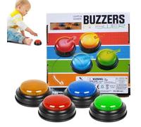 Answer Buzzers - Classroom Game Light And Sound Signal, 4 Pack Fun Quick Response Button, Easy To Use Competition Props For Family, Electronic Trivia Indicator, Quiz Night Trigger, Student Aid