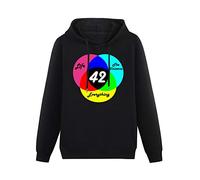 Answer is 42 - Inspired by Hitchhikers Guide to The Galaxy Sci Fi Navy Blue Hoodies Long Sleeve Pullover Loose Hoody Mens Sweatershirt Size L