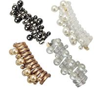 Answerafor No Damage Soft Elastic Spiral Hair Ties, 4pcs Pearl Twisted Hair Wire Hair Tie, Comfort High Elasticity Telephone Cord Hair Ties, for Everyday Wear Special Occasions (H)