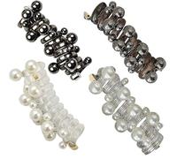 Answerafor No Damage Soft Elastic Spiral Hair Ties, 4pcs Pearl Twisted Hair Wire Hair Tie, Comfort High Elasticity Telephone Cord Hair Ties, for Everyday Wear Special Occasions (C)