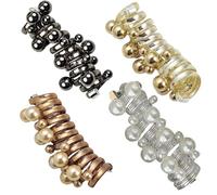 Answerafor No Damage Soft Elastic Spiral Hair Ties, 4pcs Pearl Twisted Hair Wire Hair Tie, Comfort High Elasticity Telephone Cord Hair Ties, for Everyday Wear Special Occasions (G)