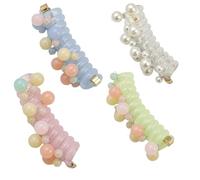 Answerafor No Damage Soft Elastic Spiral Hair Ties, 4pcs Pearl Twisted Hair Wire Hair Tie, Comfort High Elasticity Telephone Cord Hair Ties, for Everyday Wear Special Occasions (L)
