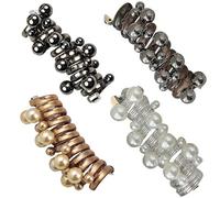 Answerafor No Damage Soft Elastic Spiral Hair Ties, 4pcs Pearl Twisted Hair Wire Hair Tie, Comfort High Elasticity Telephone Cord Hair Ties, for Everyday Wear Special Occasions (B)