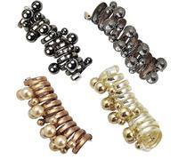 Answerafor No Damage Soft Elastic Spiral Hair Ties, 4pcs Pearl Twisted Hair Wire Hair Tie, Comfort High Elasticity Telephone Cord Hair Ties, for Everyday Wear Special Occasions (F)