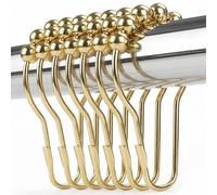 Ansxiy Shower Curtain Hooks Rings, Rustproof Metal Shower Curtain Rings for Bathroom Shower Rods Curtains - Set of 12, Golden