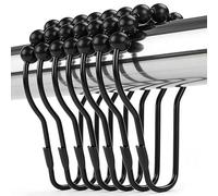 Ansxiy Shower Curtain Hooks Rings, Rustproof Metal Shower Curtain Rings for Bathroom Shower Rods Curtains - Set of 12, Matte Black