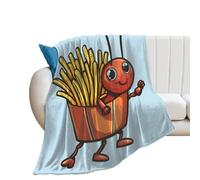 Ant And French Fries Flannel Blanket Throw 250g Lightweight Carpet Large Bed Blankets for Sofa Couch Bed 30"*40"(76 * 100cm)