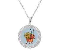 Ant And French Fries Women's Round Diamond Necklace Vintage Alloy Pendants Multicolored Sparkly Jewelry