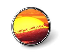 Ant Carrying Wood Sunset Round Brooch Pins Badge Printed Button Tie Lapel Backpack Pin Decoration for Women Men