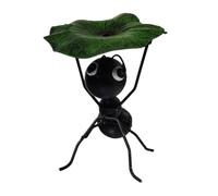 Ant Figurine, Ants Lifting Leaf, 3.74x3.15x5.31 Inches, Metal Animal Statue, Lawn Ornament, Handcrafted Garden Decoration for Patio, Living Room, Bedroom Display, Black and Red