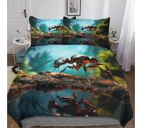 Ant King Duvet Cover Set 3D Printed Insects Bedding Set Ultra Soft Microfiber Quilt Cover 220x230 cm for Double Bed with 2 Pillowcases with Zipper r-2381