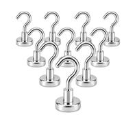 Ant Mag Magnetic Hooks 10 Pack 8KG (18LBS) Super Magnets Hook with Neodymium Rare Earth for Cruise Ship Accessories Hanging Door Holder Keys Home Office Refrigerators BBQ