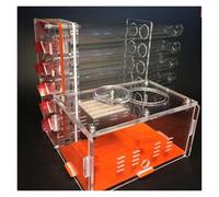 Ant Nest, Acrylic Glass Ant Farm With Feeding Area And 12 Test Tubes Orange 15cm