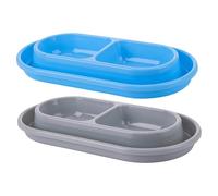 Ant Proof Cat Bowl, 2PCS Ant Proof Cat Food Bowls Double Tray Dog Bowl Non Slip Plastic Pet Feeder 10.8x5.9x1.4 Inch