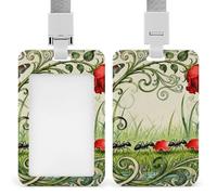 Ant Rose Petal Carry Id Badge Holder with Breakaway Lanyard Abs Plastic Name Tag Holder Vertical Clear Front Window Push Slide Card Protector Gift for NurseTeacher Office Staff & Events