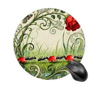 Ant Rose Petal Carry Mouse Pad Round Laptop Mouse Mat Cute Computer Mousepad Keyboard Pad Non-Slip Desk Pads for Gaming Office Work Home