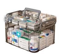 Ant Warrior Medicine box, Medicine Storage Box, Medicine Container Box with 2 compartments, Medicine organiser for medicines, for home, outdoors (Gray, L)