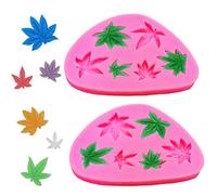 Antallcky 2 Pack Marijuana Leaf Cake Fondant Mold Pot Leaves Silicone Mold for Cannabis Weed Hemp Leaf Theme Cake Decoration, Chocolate Candy Polymer Clay Cookie Sugar Craft Projects-Pink