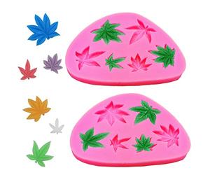 Antallcky 2 Pack Marijuana Leaf Cake Fondant Mold Pot Leaves Silicone Mold for Cannabis Weed Hemp Leaf Theme Cake Decoration, Chocolate Candy Polymer Clay Cookie Sugar Craft Projects-Pink