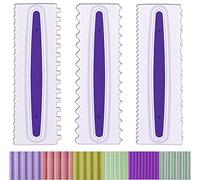 Antallcky Decorating Comb and Icing Smoother Set of 3 Pack Decorating Mousse Butter Cream Cake Edge Tools, Plastic Sawtooth Cake Scraper Polisher 6 Design Textures-White/Purple