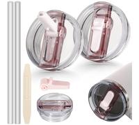 ANTAND 14 oz Flip Straw Lid Replacement for Stanley Cup Accessories, 2 Pack Leakproof Spill Proof Tumbler Lids Cover for 14oz Stanley Cups, Detachable No Spill Top Replacement(Rose Quartz,Rose Quartz)