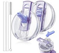 ANTAND 2 Pack Detachable Flip Straw Lid Replacement for 40 oz Stanley Quencher H2.0 & ProTour, Leakproof Spill Proof Lids Straw Cover for Stanley Cup Accessories 40oz, Easy to Clean (Purple,Purple)