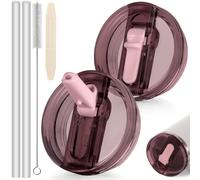 ANTAND 30oz Flip Straw Lid for 30 oz Stanley H2.0 Quencher,2 Pack Leak Proof Lid Replacement for Stanley Protour Stanley Cup Accessories 30 oz,No Spill Lids Cover Topper for Stanley Lid (2 Old Pink)