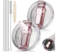 ANTAND 30oz Flip Straw Lid for 30 oz Stanley H2.0 Quencher,2 Pack Leak Proof Lid Replacement for Stanley Protour Stanley Cup Accessories 30 oz,No Spill Lids Cover Topper for Stanley Lid(2 RoseQuartz)