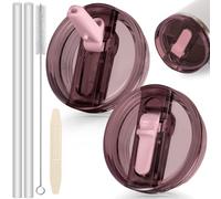 ANTAND 40oz Flip Straw Leak Proof Lid for Stanley Cup Accessories, 2 Pack No Spill Lid Replacement 40 oz Tumbler Detachable Cover Topper for Stanley Protour Lids(Old Pink,Old Pink)