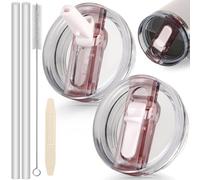 ANTAND 40oz Flip Straw Leak Proof Lid for Stanley Cup Accessories, 2 Pack No Spill Lid Replacement 40 oz Tumbler Detachable Cover Topper for Stanley Protour Lids(Quartz,Quartz)