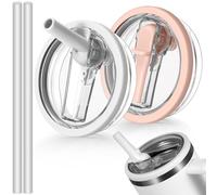 ANTAND 40oz Flip Straw Leak Proof Lid for Stanley H2.0 Quencher,2 Pack Tumbler Lid Replacement Spill Proof Straw Cover for Stanley Cup Accessories ProTour (White,Light Nectarine)