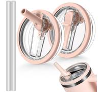 ANTAND 40oz Flip Straw Leak Proof Lid for Stanley H2.0 Quencher Protour Tumbler,2 Pack Spill Proof Lid Replacement Straw Cover Top for 40 OZ Stanley Cup Accessories(Light Nectarine,Light Nectarine)