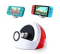 Antank Tiny Charging Dock Compatible with Nintendo Switch and Switch Lite, no Projection Charging Stand, Mini Portable Docking Station Easy for Travel Red & White
