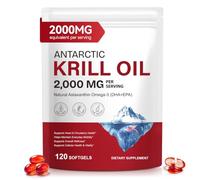 Antarctic Krill Oil 2000mg Softgels with Omega-3s EPA, DHA, Astaxanthin and Phospholipids, Supports Immune System & Heart Health, No Fishy Aftertaste, 120 Softgels