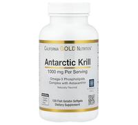 Antarctic Krill Oil, Omega-3 Phospholipids Complex with Astaxanthin, Natural Strawberry and Lemon, 120 Fish Gelatin Softgels, California Gold Nutrition