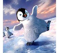 Antarctic Penguin Diamond Art Kits DIY 5D Rhinestone Painting with Diamond by Number for Adults, Full Drill Round Crystal Embroidery Canvas Relaxing Gift for Home Wall Decoration-30x30cm
