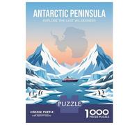 Antarctic Peninsula Travel Poster Travel Puzzle 1000 Pieces, Romantic City Break Scene, Interlocking Paper Pieces, Family Night Game for Home Décor Fans, 70x50cm/1000pcs
